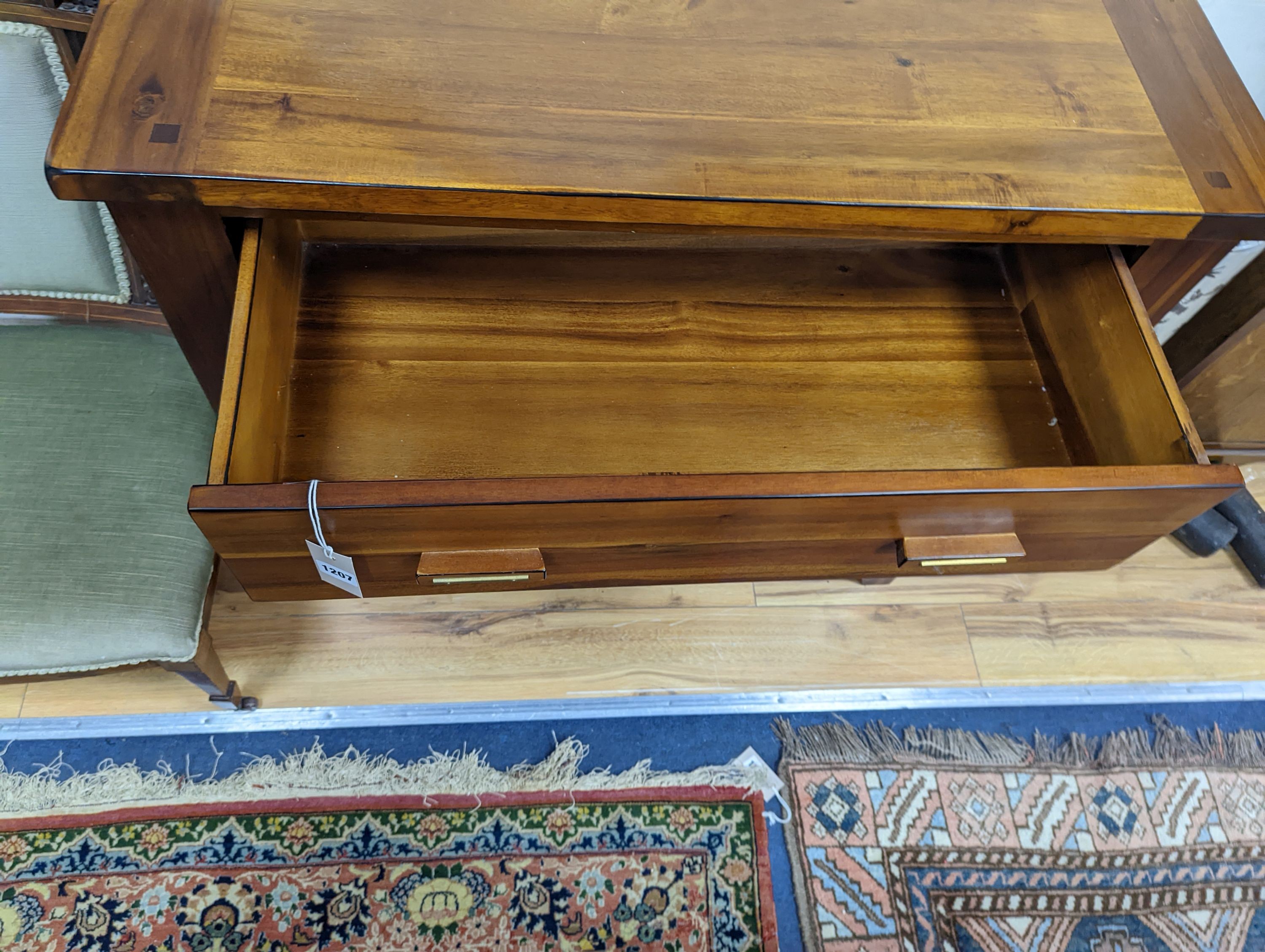 A modern hardwood three drawer chest, width 95cm, height 85cm